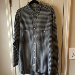 EUC Khaki’s by Arrow Navy, Black & Gray Plaid Button-Up Shirt L/G